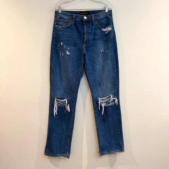 Brandon Maxwell Boyfriend Distressed Straight Leg Designer Denim Jeans 29 - Picture 2 of 11